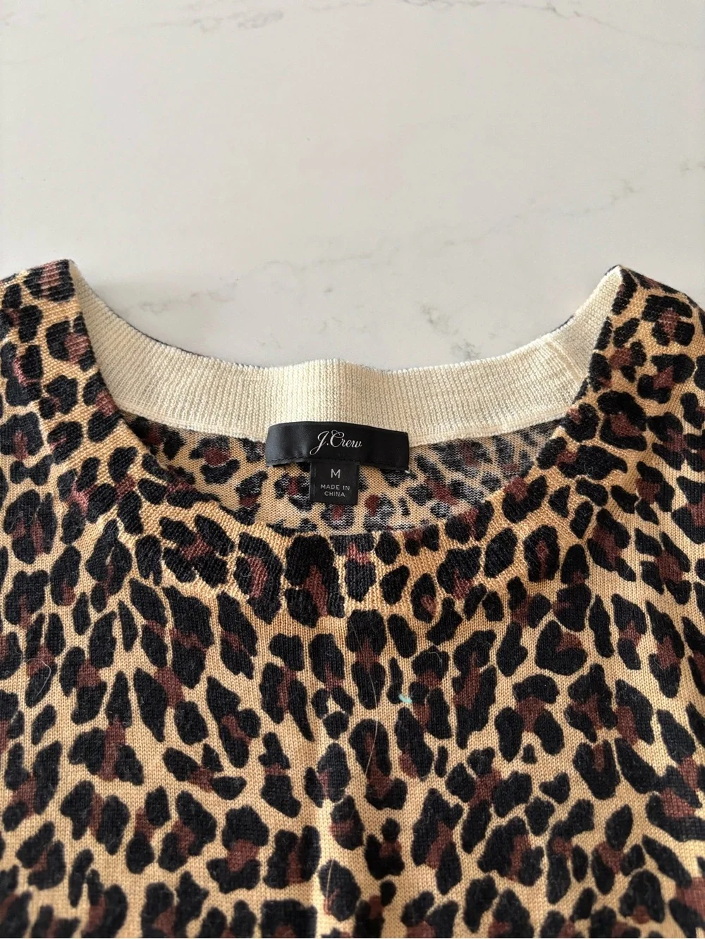 J. Crew Leopard-Print Crewneck Sweater in Brown & Cream